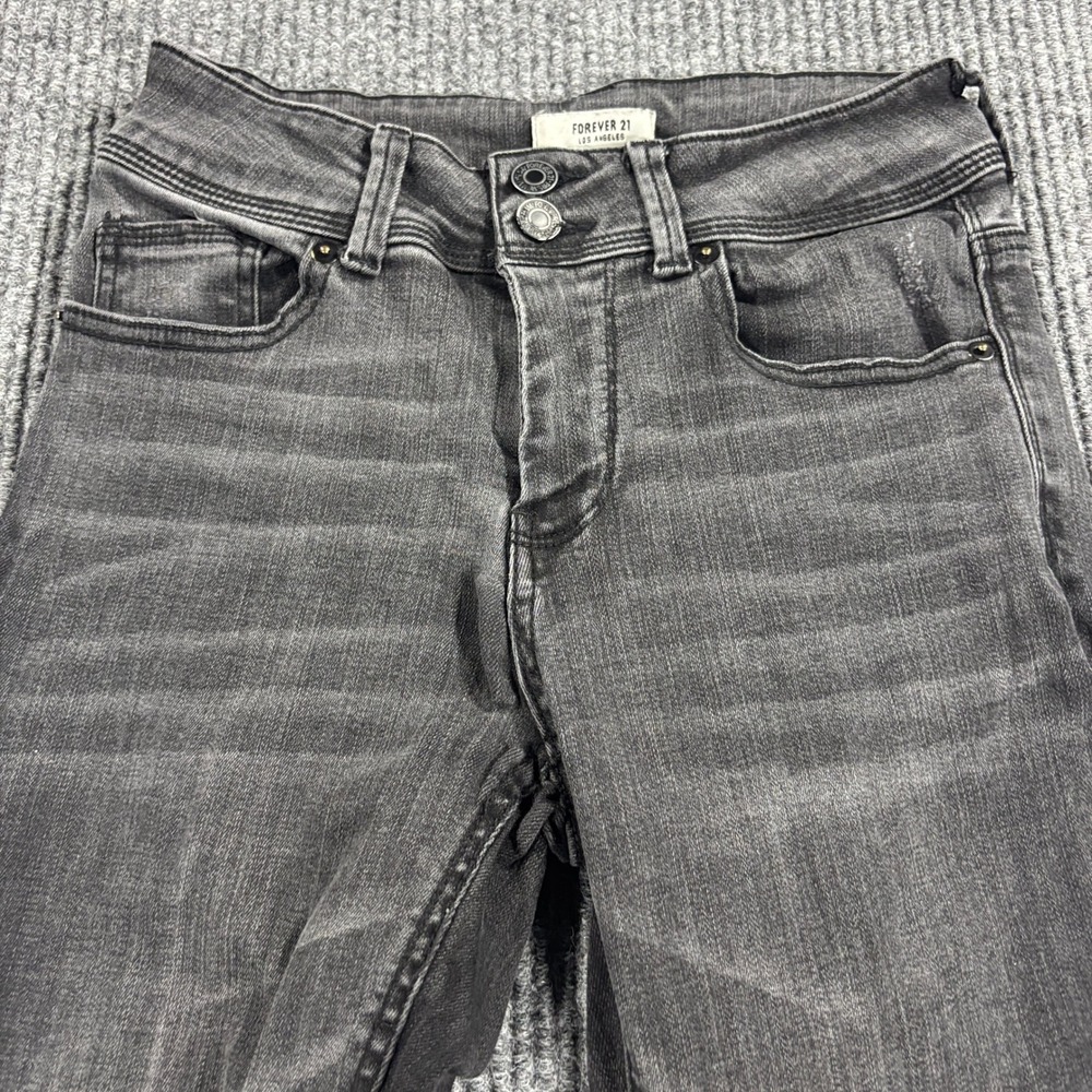 Forever 21 Skinny Jeans Women 26 Gray Distressed Low Rise Denim